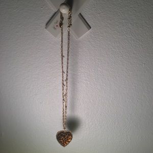 Never worn Betsey Johnson leopard heart necklace